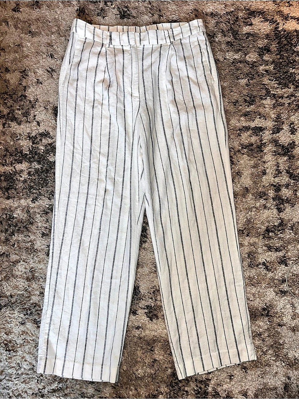 Old Navy Taylor Wide Leg Trouser Striped Wide Leg linen Pants Size Large
